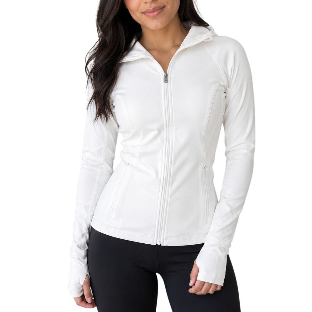 Lululemon White Hooded Full Zip Athletic Jacket Size 8 Dash into Dusk